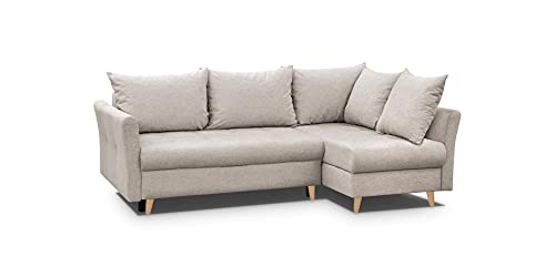 mb-moebel Ecksofa mit Schlaffunktion Sofa Polster Set L-Form Polstersofa mit Ottomane Freizeitset (233cmx148cmx90cm)-Amigo (Hellgrau, Rechts) von mb-moebel