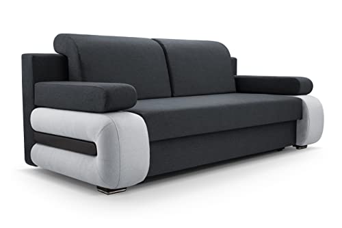 mb-moebel Modernes Sofa Schlafsofa Kippsofa mit Schlaffunktion Klappsofa Bettfunktion mit Bettkasten Couchgarnitur Couch Sofagarnitur 3er LEVIN01 (Grau) von MEUBLO