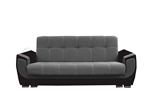 mb-moebel Modernes Sofa Schlafsofa Kippsofa mit Schlaffunktion Klappsofa Bettfunktion mit Bettkasten Couchgarnitur Couch Sofagarnitur 3er Lilly (Grau + Schwarz (feiner Webstoff)) von MEUBLO