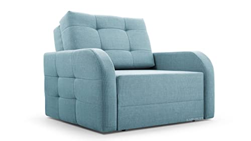 Schlafsessel mit Bettfunktion Schlafsofa mit Bettkasten Sessel mit Schlaffunktion Klein und Gemütlich Sofa Couch Gästebett Klappbar Relaxsessel mit Liegefunktion MOEBLO Kindersofa Porto 80 (Hellblau) von mb-moebel