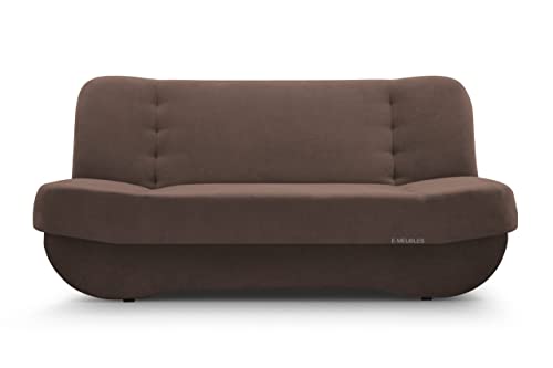 mb-moebel Sofa mit Schlaffunktion und Bettkasten, Kippsofa Schlafsofa Clic-Clack Couch für Wohnzimmer Federkern Sofagarnitur Polstersofa 192x90x87 cm - PAFOS (SORO 28 - Braun) von E-MEUBLES