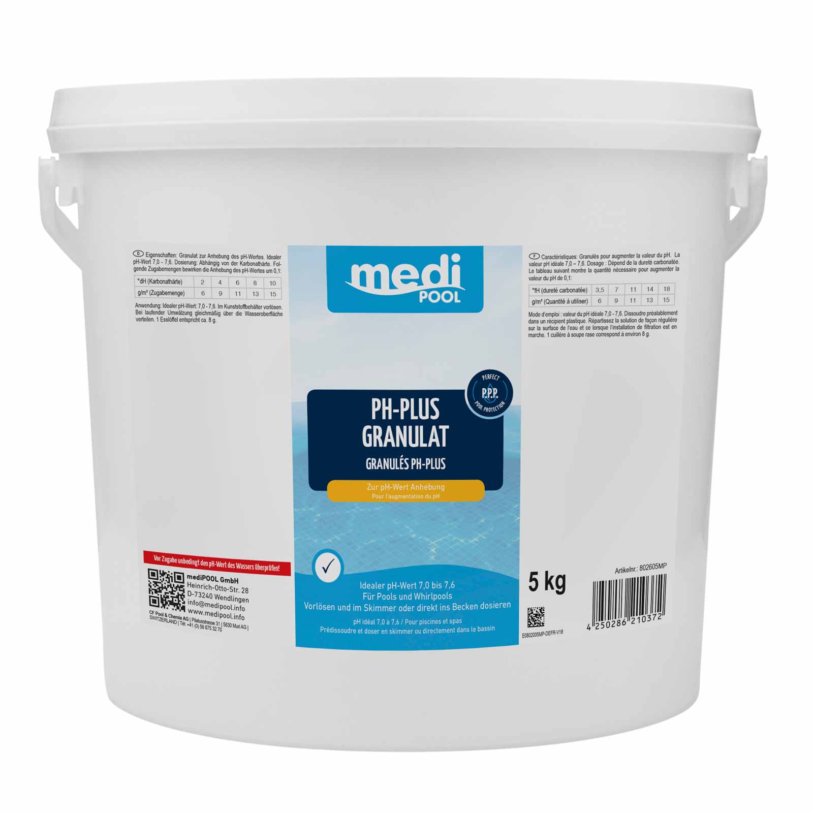 mediPOOL pH-Plus Granulat, pH Heber, pH Regulator, Wasserpflege, Chlorgranulat Inhalt:5 kg von mediPOOL