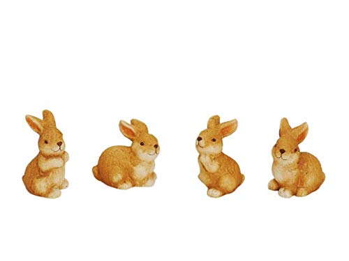 4er Set Deko Figur süße Hasen aus Ton braun Höhe 6cm von meindekoartikel