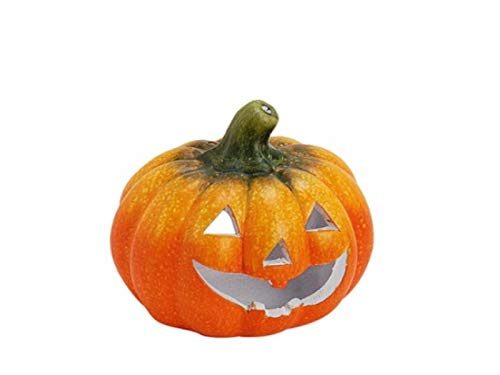 Halloween Deko Windlicht Teelichthalter Kerzenhalter „Kürbis mit Gesicht“ aus Ton - orange Ø14 x T13 cm von meindekoartikel