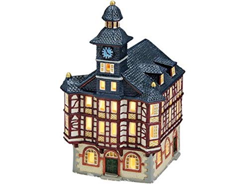 Rathaus in Heppenheim aus Porzellan – Windlicht Lichthaus Miniatur-Modell – B13 x T14 x H22 cm von meindekoartikel