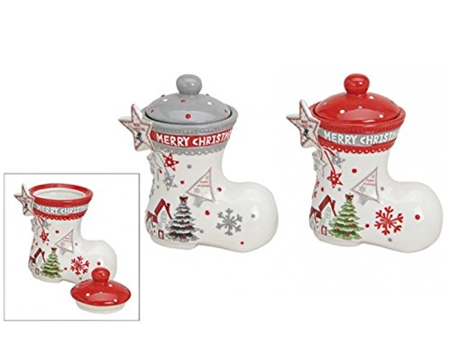 meindekoartikel Vorratsdosen Set „Merry Christmas“ Stiefel Keramik 2fach sortiert B17xT10xH18cm von meindekoartikel
