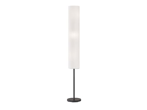 Stehlampe mit LED dimmbar - Leuchtenfuß Schwarz & Leinenschirm Weiß - Höhe 165cm von meineWunschleuchte