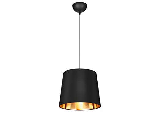 Dekorative Pendelleuchte LAUREA mit Stoff Lampenschirm Ø30cm in Schwarz & Innen Gold – einzigartiges Lichtambiente in edlem Design von meineWunschleuchte