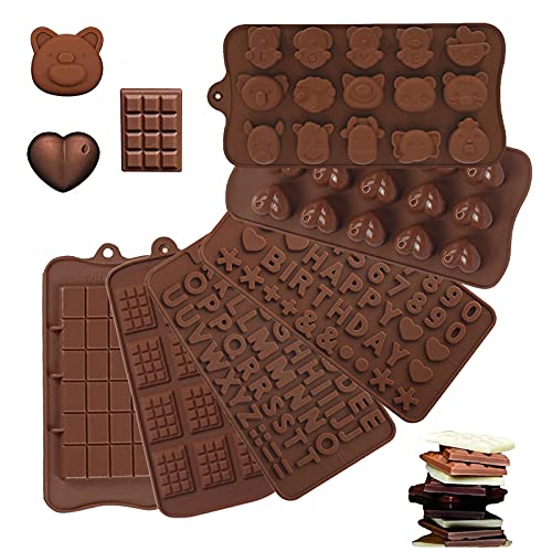 Pralinenform Silikon 6PCS Schokoladenform Silikon Set Antihaft Küche Schokoladenform aus Silikon für die Herstellung von Süßigkeiten Schokolade Muffin Cupcake Eiswürfel 6 Formen von mellystore
