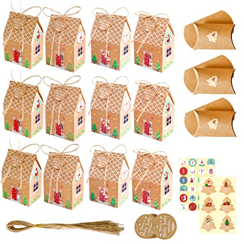 Mengger 30Pcs Weihnachten Geschenkboxen Süßigkeitskästen Süßigkeiten Boxen für Geschenke Leckereien Cookies Xmas Geschenkverpackung Taschen Weihnachtsbaum Verpackung Box Dekoration Geschenkschachtel von mengger