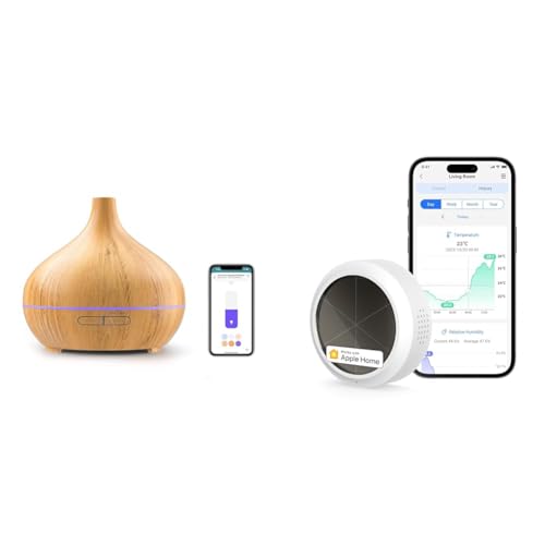 Meross Aroma Diffuser Funktioniert mit Apple HomeKit, Alexa und Google Home & WLAN Hygrometer Thermometer Innen, Erfordert Meross Hub von meross