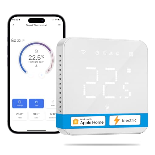 Meross Smart Elektrische Thermostat, Fußbodenheizung WLAN Raumthermostat kompatibel mit HomeKit, Alexa und Google, Sprachfehl, Fernsteuerung und Zeitplan, LED Touchscreen Digital von meross