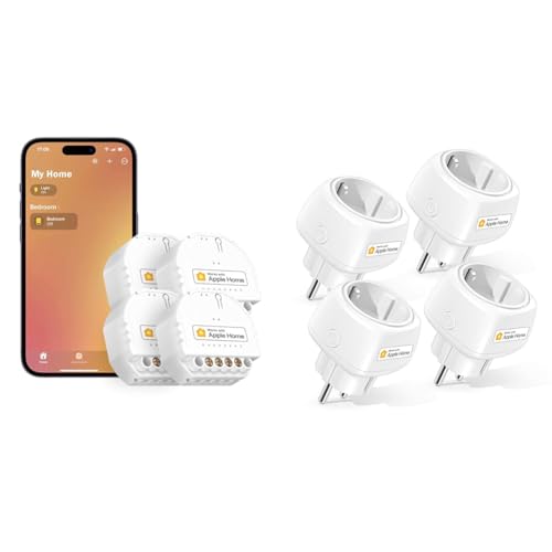 WiFi Relais WLAN Schalter funktioniert Apple HomeKit & Mini WLAN Steckdose 4er Pack Funktioniert mit Apple HomeKit von meross