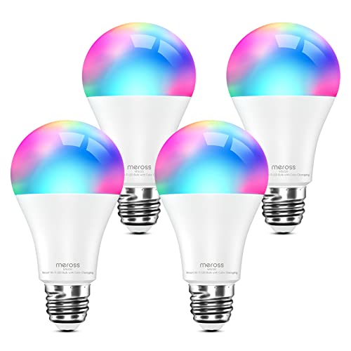 meross Smart LED Lampe WLAN dimmbare Glühbirne intelligente Mehrfarbige Birne Äquivalent 60W E27 2700K-6500K RGBCW kompatibel mit Alexa, Google Home und SmartThings von meross