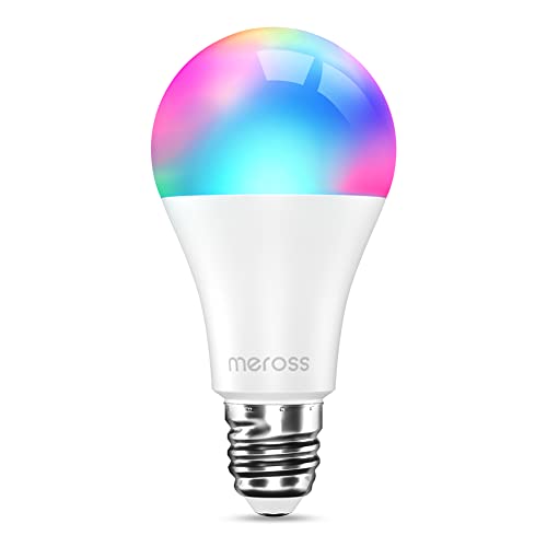 meross Smart LED Lampe, WLAN dimmbare Glühbirne intelligente Mehrfarbige Birne Äquivalent 60W E27 2700K-6500K kompatibel mit Alexa, Google Home und SmartThings, Warmweiß von meross