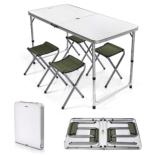 Campingtisch Klappbar Alu Campingtisch Set 120 X 60 X 69cm Klapptisch Mit 4 Alu Stühlen von meteor