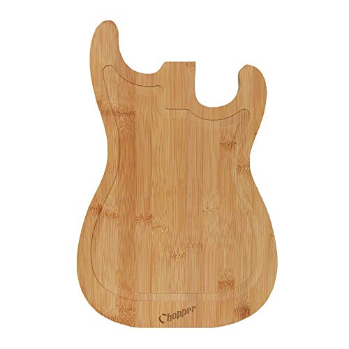 mikamax - Schneidebrett für Gitarre aus Bambus – Guitar Cutting Board Bamboo – 25 x 1,5 x 38 cm – Küchenblock von mikamax