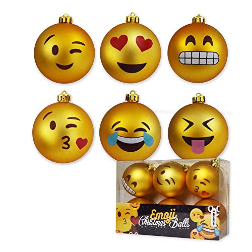 mikamax - Weihnachtskugeln - Emoji Christmas Balls - Satz von 6 Kugeln - Xmas Ornaments - 8 cm von mikamax