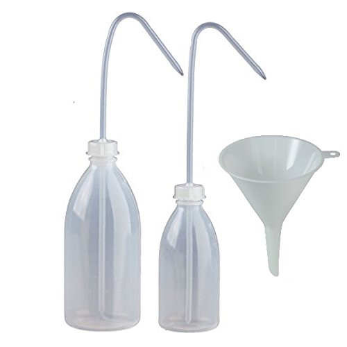 mikken 2er Set Laborflasche Waschflasche 1 x 250ml und 500ml aus Kunststoff BPA frei-Made in Germany-inkl. Einfülltrichter, Transparent von Viva Haushaltswaren