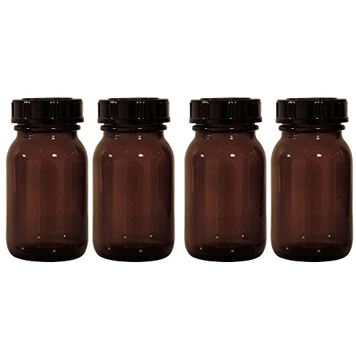 mikken - braunes Apothekerglas Set inkl. Schraubverschluss & Etiketten Made in Germany, 4x 100ml, Braun von Viva Haushaltswaren