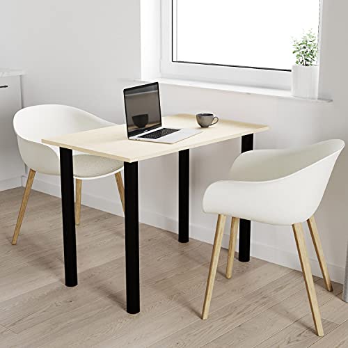 mikon 80x40 | Esszimmertisch - Esstisch - Tisch mit SCHWARZEN Beinen - Küchentisch - Bürotisch | AHORN von mikon