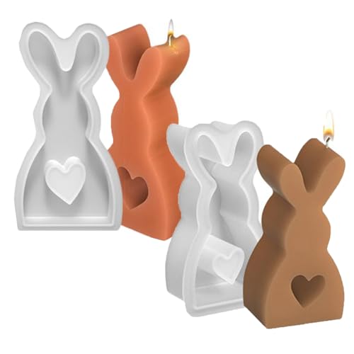 Tierformen 3D,Kaninchenformen | 3D-Ostern Kaninchen Silikonformen Gießformen,2 Stück 3D Silikonform Ostern,Tischdekoration für Heimwerker, Anfänger und Profis,8.6 x 4.5cm Mingchengheng von mingchengheng