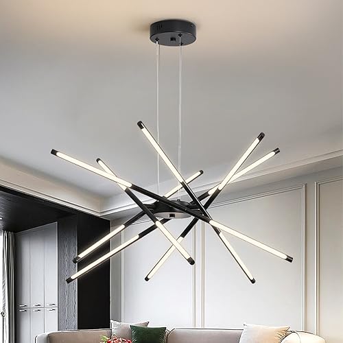 minifair Moderne LED-Sputnik-Kronleuchter,Industrie Pendelleuchte, schwarz/goldene hängende Innendeckenbeleuchtung mit 12 Köpfen für Wohnzimmer, Esszimmer, Küche, Schlafzimmer von minifair