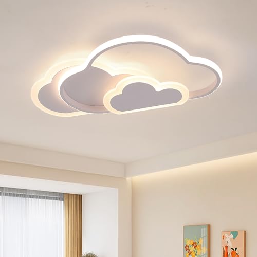 minifair Creative Cloud Shape Deckenleuchte mit Fernbedienung dimmbar, Acryl Deckenleuchte Unterputz für Wohnzimmer Schlafzimmer Flur und Kinderzimmer,42 * 23cm 25W,Weiß von minifair