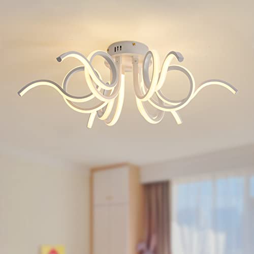 minifair LED Deckenleuchte Dimmbar,Wohnzimmerlampe deckenlampe led,6-Licht personalisierte Deckenleuchte,Deckenlampe für Wohnzimmer, Küche, Schlafzimmer, Kinderzimmer (Weiß) 3000K-6000K von minifair