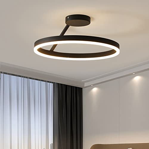 minifair Moderne LED-Restaurant-Deckenleuchte, nordischer Designer, einfacher Einzelkreis, schwarze Unterputz-Deckenleuchte, Schlafzimmer, Küche, Heimbeleuchtung von minifair
