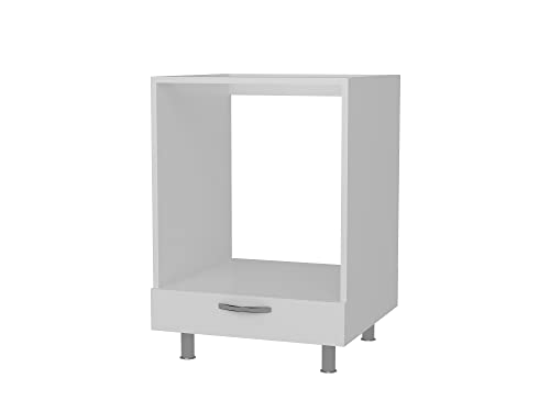 8737 SEMA Backofenschrank für Einbauherd Unterschrank Küchenschrank modern, Holz, Weiß, 1 Schrankfach, Ablagefach mit Tür, 60 x 85 x 57 cm von moebel17