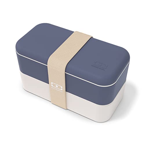 monbento - Bento Box MB Original Natural mit Fächern Made in France - Auslaufsicher - Lunch Box Perfekt für Büro/Meal Prep/Schule - BPA Frei - Brotdose Lebensmittelbehälter - Blau von monbento