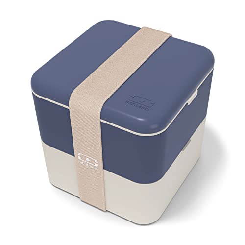 monbento - Gross Bento Box MB Square Natural mit Fächern Made in France - Auslaufsicher Lunchbox Perfekt für Büro/Meal Prep/Schule - BPA Frei - Lebensmittelecht - Blau von monbento
