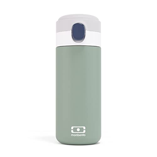 MONBENTO - Isotherme Flasche MB Pop Natural - 360ml - Auslaufsicher - Hält Getränke bis zu 12 Stunden Warm/Kalt - Kleine Wasser Trinkflasche für Kinder Schule/Park oder Handtasche - Grün von monbento