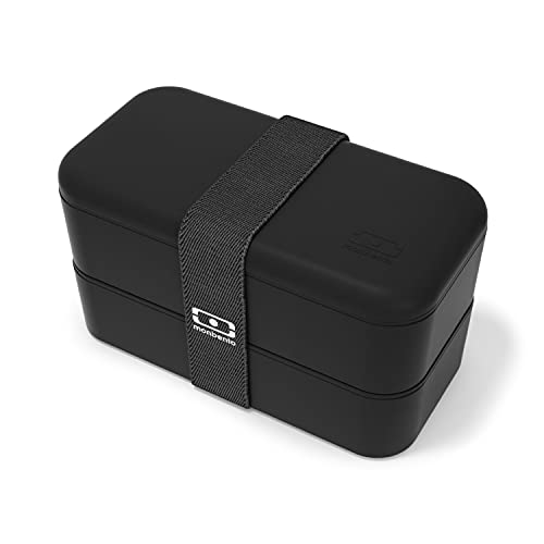monbento - Bento Box MB Original Onyx mit Fächern Made in France - 2 Tier Auslaufsicher Lunch Box Perfekt für Büro/Meal Prep/Schule - BPA Frei - Brotdose Lebensmittelbehälter - Schwarz von monbento