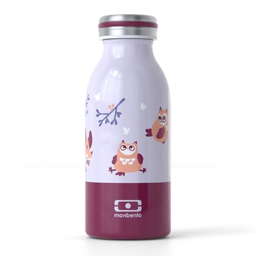 monbento -Trinkflasche Edelstahl Kinder MB Cooly Owly - Eule - Auslaufsicher Wasser Trinkflasche Perfekt für Schule - BPA Frei - Violett von monbento