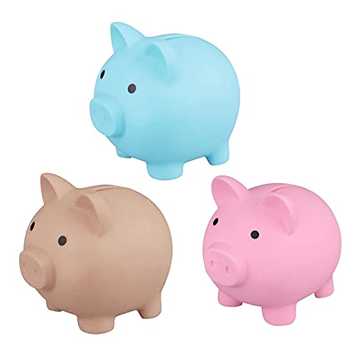 monshop 3 Stück Sparschwein Plastik, Sparschwein Schwein, Weichem Körper In Lebendigen Farben, Mini Kleines Schwein Sparbüchse Münzbank, Lustige Geschenke von monshop