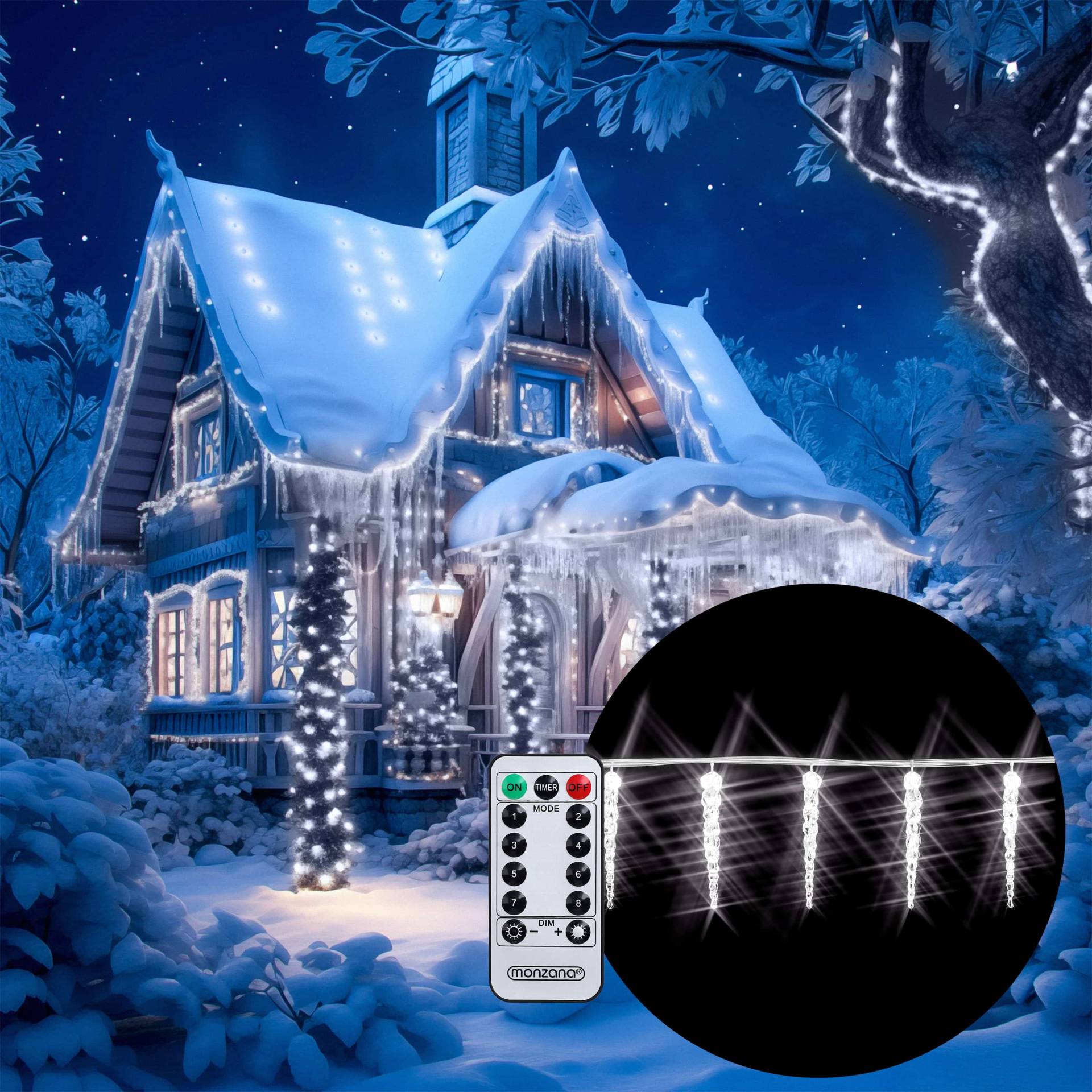 Lichterkette Weihnachten Eiszapfen 80 LEDs 13m von monzana®