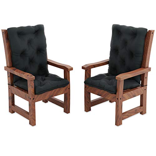 MOLTICO 2er Set Stuhlkissen Sitzkissen und Rückenkissen für Stühle Sessel Wasserdicht - Indoor und Outdoor - 120x50x10 cm - Graphit von moto-MOLTICO