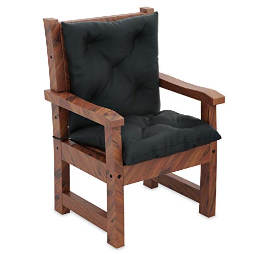 MOLTICO Stuhlkissen Sitzkissen und Rückenkissen für Stühle Sessel Wasserdicht - Indoor und Outdoor - 100x50x10 cm - Graphit von moto-MOLTICO
