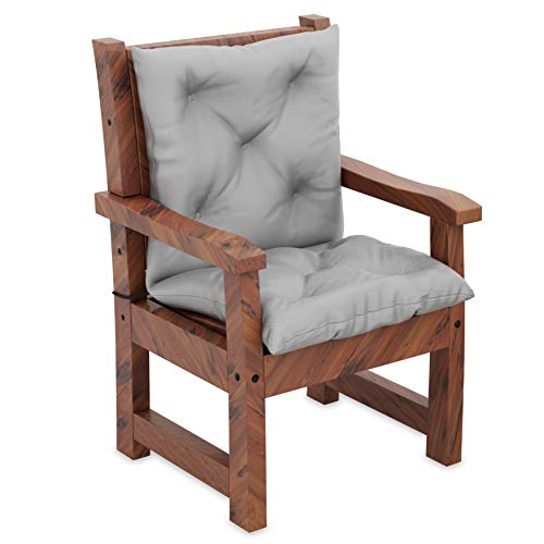 MOLTICO Stuhlkissen Sitzkissen und Rückenkissen für Stühle Sessel Wasserdicht - Indoor und Outdoor - 100x50x10 cm - Grau von moto-MOLTICO
