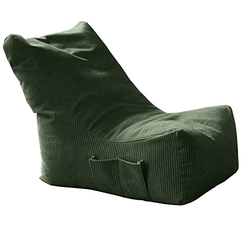 moto-MOLTICO Sitzsäcke 76x97x90cm - Sitzsack XXL mit Taschen - Bean Bag Chair - Indoor Sitzsack - Bean Bag Sessel - Sitzsack mit Füllung - Lazy Bag - Sitzsack Erwachsene - Grün von moto-MOLTICO
