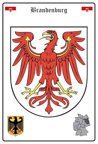 mrdeco Metall Schild 12x18cm gewölbt Brandenburg Wappen Blechschild von mrdeco