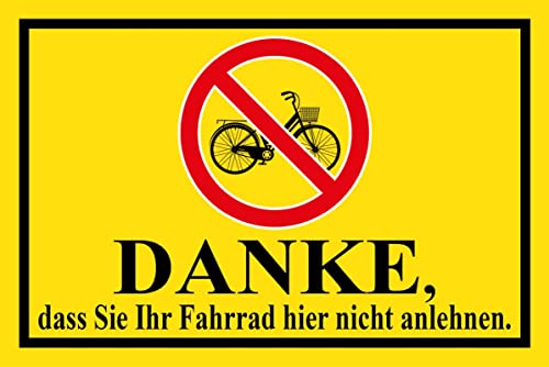 mrdeco Metall Schild 12x18cm gewölbt Danke Fahrrad nicht anlehnen Deko Blechschild Tin Sign von mrdeco