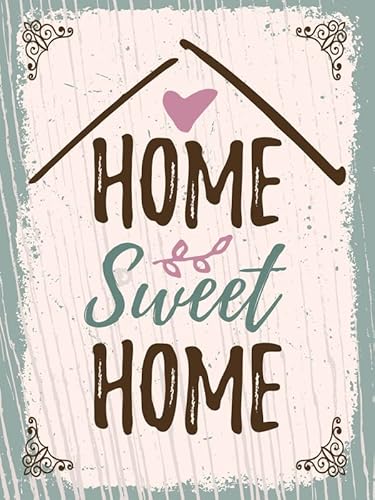 mrdeco Metall Schild 30x40cm gewölbt Home sweet home Deko Blechschild Tin Sign von mrdeco