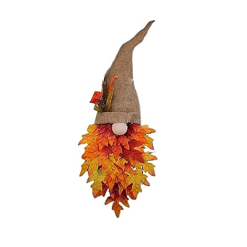 Thanksgiving Wreath, Artificial GNOME Wreath,Hanging Decorations on Doors, Autumn Lighted Wreath with Maple Leaf and Flower, Decor for Hanging Front Door Wall Window Home (1PC) von mugeleen