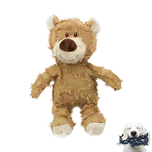 mugeleen Bear Dog Toy, Indestructible Robust Bear for Heavy Chewers, Beggar Bär Haustier-Spielzeug, Unzerbrechliches Plüsch-Hundespielzeug, Bissfest Squeaky Dog Toys (22x15cm, Braun) von mugeleen