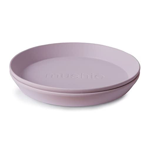 mushie Runde Geschirrteller für Kinder | 2er-Set | wiederverwendbar BPA-frei | spülmaschinenfest & mikrowellengeeignet | leicht zu halten | hergestellt in Dänemark | Soft Lilac von mushie