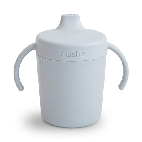 mushie Trinkbecher mit deckel Auslaufsicher | Trinklernbecher Schnabeltasse ab 6 monate, Kapazität 230 mL | Kinderbecher | Material: Kunststoff | Spülmaschinen- und mikrowellenfest | (Cloud) von mushie