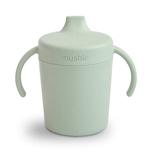 mushie Trinkbecher mit deckel Auslaufsicher | Trinklernbecher Schnabeltasse ab 6 monate, Kapazität 230 mL | Kinderbecher | Material: Kunststoff | Spülmaschinen- und mikrowellenfest | (Sage) von mushie